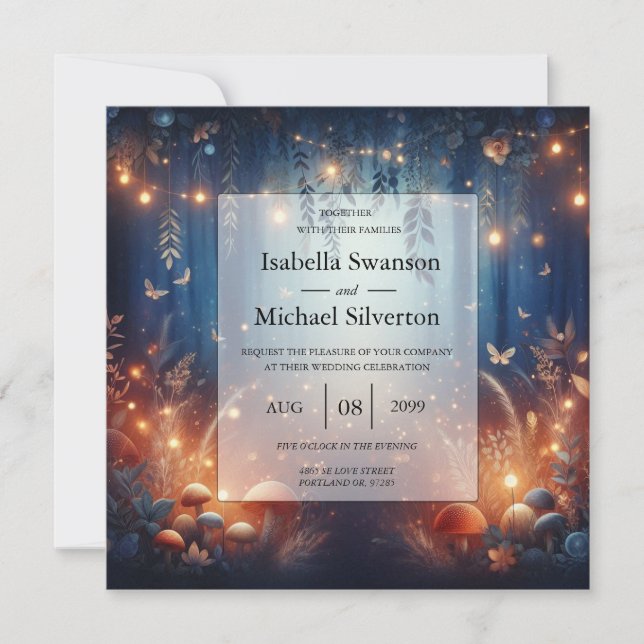 Invitation Fairy Lights et Moonlit Forest Magic Mariage (Devant)