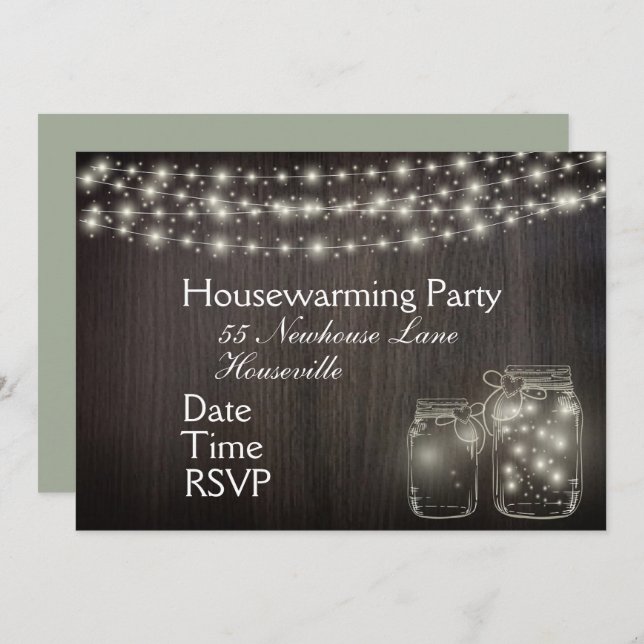 Invitation Fairy Lights House Party (Devant / Derrière)