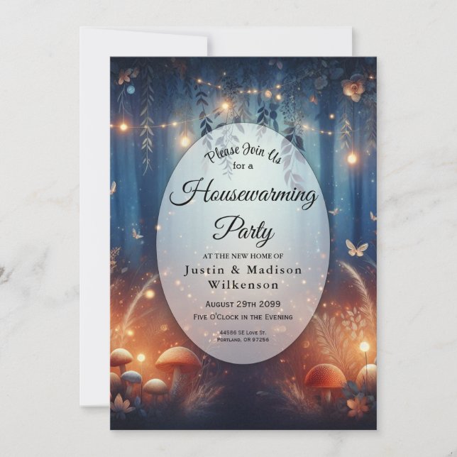 Invitation Fairy Lights in Moonlit Forest Housewarming Party (Devant)