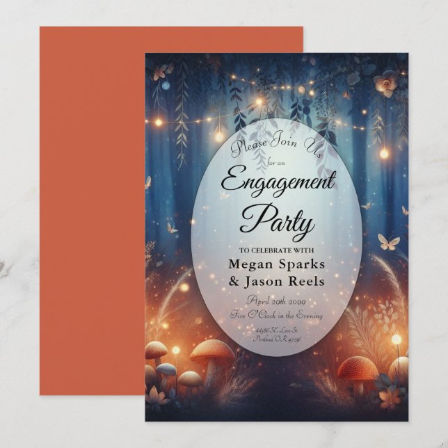 Invitation Fairy Lights in the Moonlit Forest Engagement Part (Devant / Derrière)