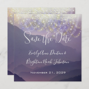 Invitation Fairy Lights Violet Violet Mariage Sauvez la date