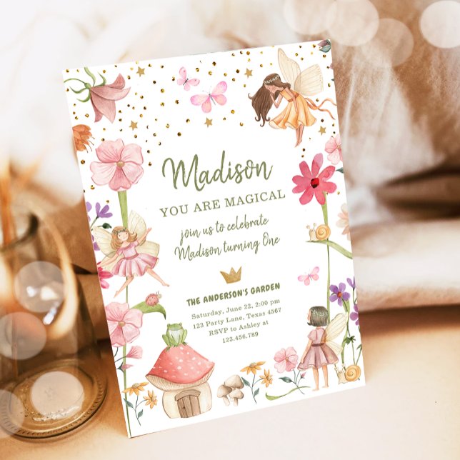 Invitation Fairy Magical Forest Garden Girl Premier anniversa (Créateur téléchargé)