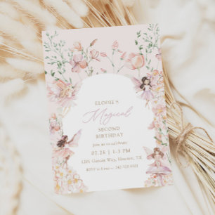 Invitation Fairy Magical Rose Floral Girls Anniversaire