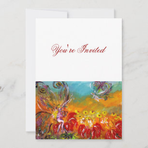 Invitation FAIRY OF THE RED FLOWERS Imaginaire Anniversaire