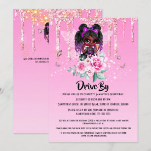 Invitation Fairy parties scintillant African American girl ro