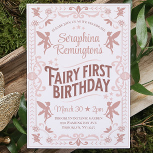Invitation Fairy Premier anniversaire Pink Sweet Girls Annive