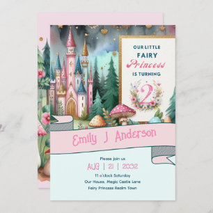 Invitation Fairy Princess 2e anniversaire Two Pink Faircore