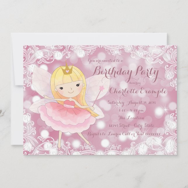 Invitation Fairy Princess Anniversaire (Devant)