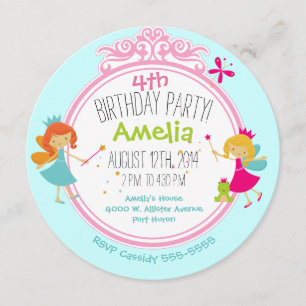 Invitation Fairy Princess Birthday Circle