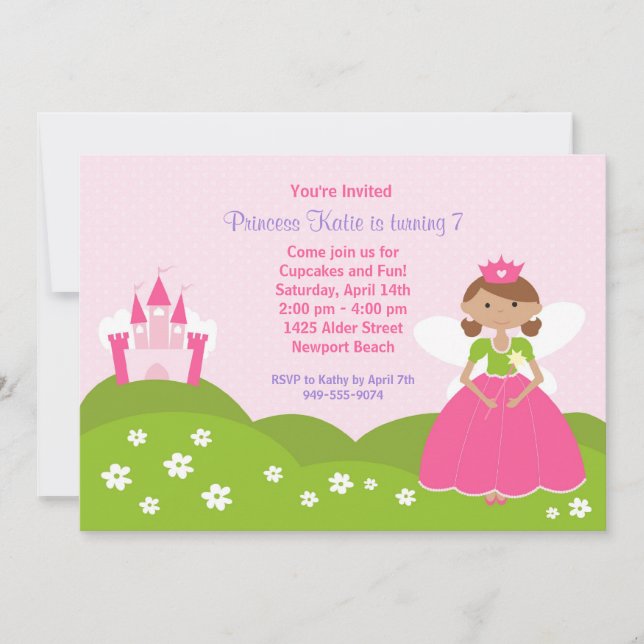 Invitation Fairy Princess Birthday Party (Devant)