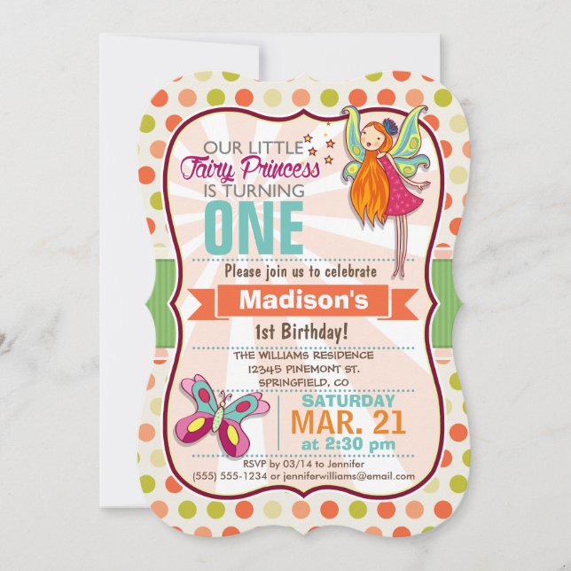 Invitation Fairy Princess & Butfly Birthday Party (Devant)