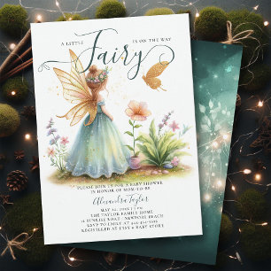 Invitation Fairy Princess Enchanted Emerald Baby Girl Douche