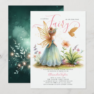 Invitation Fairy Princess Enchanted Green Baby Girl Douche