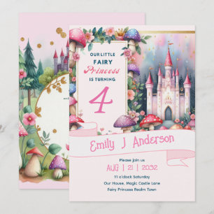 Invitation Fairy Princess fête d'anniversaire Pink Fairycore