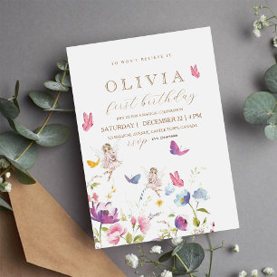 Invitation Fairy Princess Flower Garden Girls Fête d'annivers