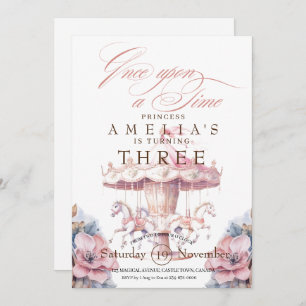 Invitation Fairy Princess Flower Pink fête d'anniversaire 3e