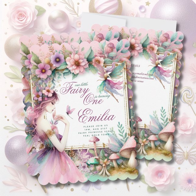 Invitation Fairy Princesse 1er anniversaire ou EDIT AGE Or Tu (Créateur téléchargé)