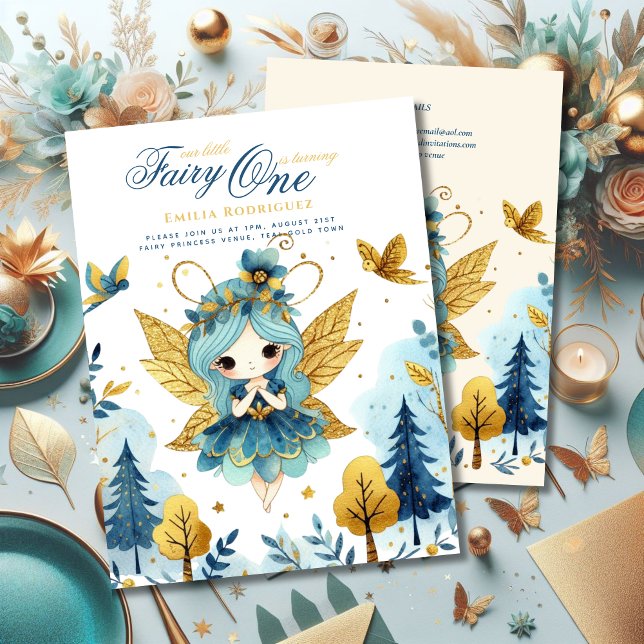 Invitation Fairy Princesse 1er anniversaire ou EDIT AGE Or Tu (Créateur téléchargé)