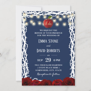 Invitation Fairy Tale Blanche neige Princesse Mariage bleu ma