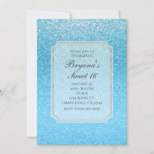 Invitation Fairy Tale Blue Parties scintillant Sweet 16 Invit