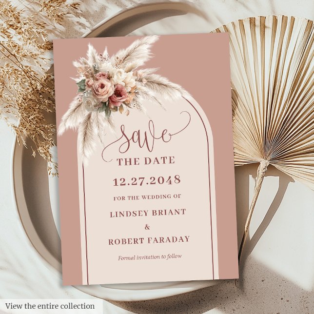 Invitation Fairy Tale Boho Rose Poussiéreuse Florale Enregist (Fairytale Boho Dusty Pink Floral Save the Date)