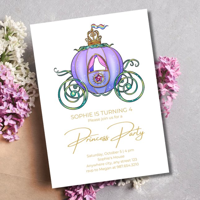 Invitation Fairy Tale de Naissance de Carrosse de Princesse F (Créateur téléchargé)