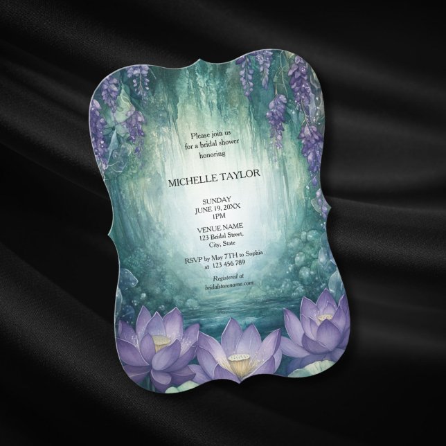 Invitation Fairy Tale Enchanted Forest Lotus Floral Bride (enchanted lotus flowers forest)