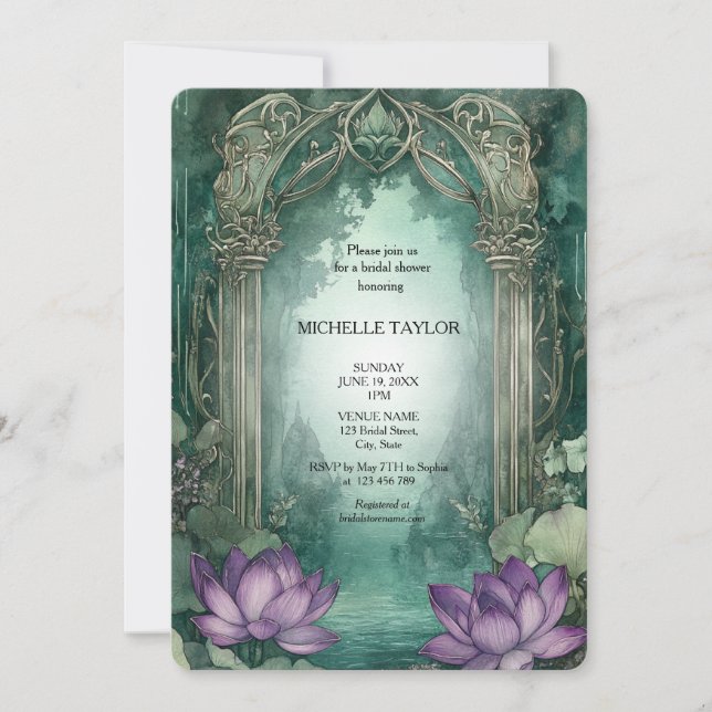 Invitation Fairy Tale Enchanted Forest Lotus Floral Bride (Devant)