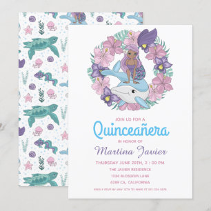 Invitation Fairy Tale Mermaid Quinceañera 15e anniversaire