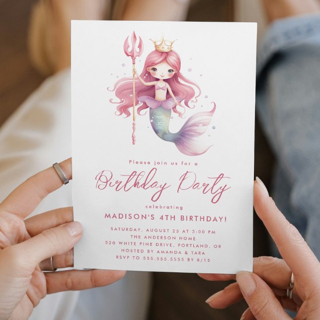 Invitation Fairy Tale Petite Sirène rose Anniversaire (Créateur téléchargé)