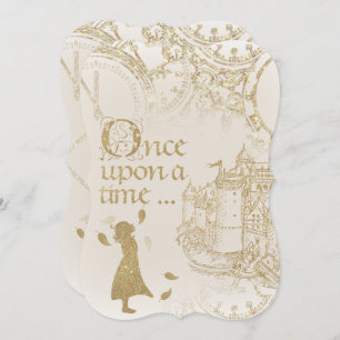 Invitation Fairy Tale Princess Thème Gold Parties scintillant