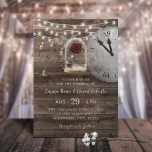 Invitation Fairy Tale Rose Flower Dome Rustic Barne Mariage