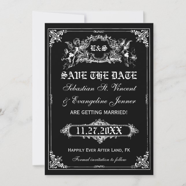 Invitation Fairy Tale Storybook Wedding Save the Date Cards (Devant)