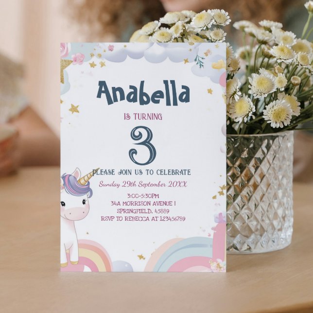 Invitation Fairy tale unicorn Anniversaire de enfant (Créateur téléchargé)