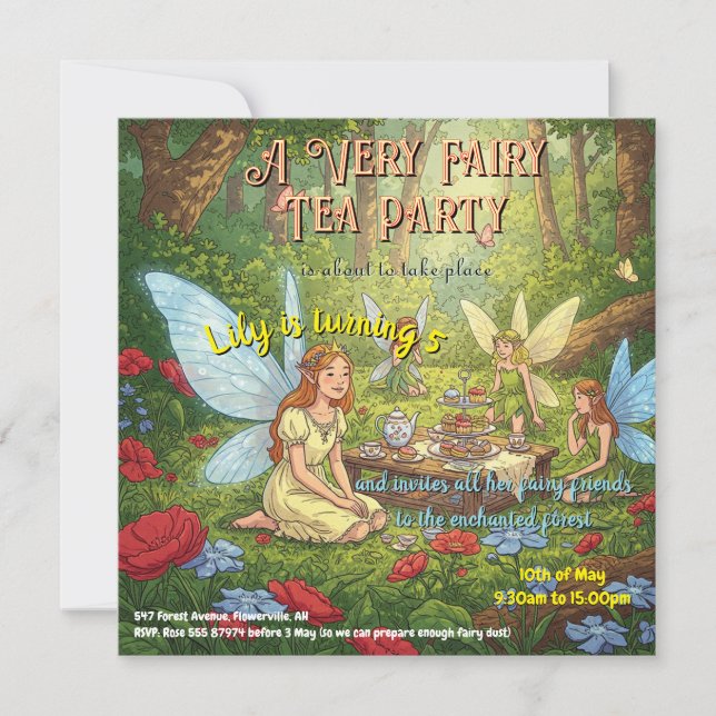 Invitation Fairy Tea Party (Devant)
