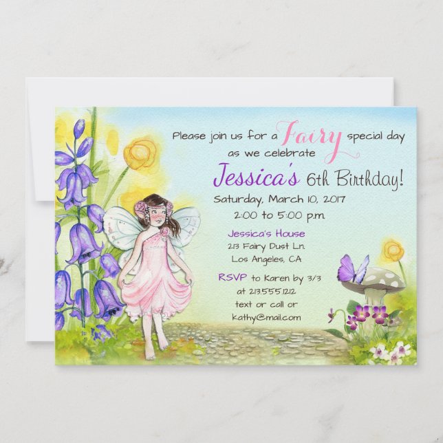 Invitation Fairy Whimsical Imaginaire Anniversaire Fête Invit (Devant)