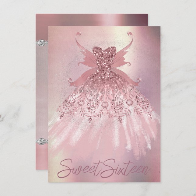 Invitation Fairy Wing Mauve Gown | Luxueux Tône Rose Dusty (Devant / Derrière)