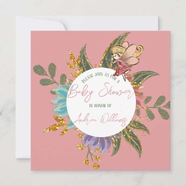 Invitation Fairy Wonderland Magique Baby shower boisé (Devant)