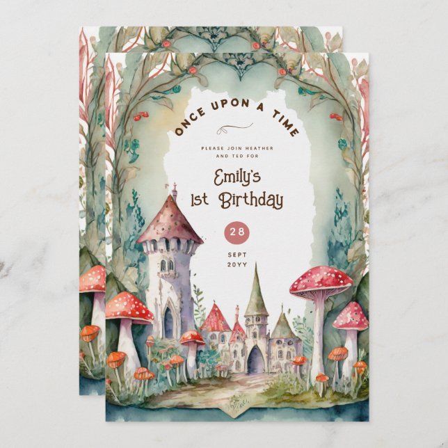 INVITATION FAIRYCORE FAIRYTALE BABYSHOWER 1ER ANNIVERSAIRE TO (Devant / Derrière)