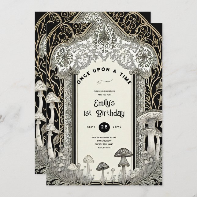 INVITATION FAIRYCORE FAIRYTALE BABYSHOWER 1ER ANNIVERSAIRE TO (Devant / Derrière)