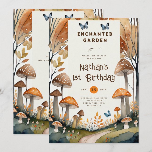 INVITATION FAIRYCORE NATURE BABYSHOWER 1ER ANNIVERSAIRE TOUT  (Devant / Derrière)