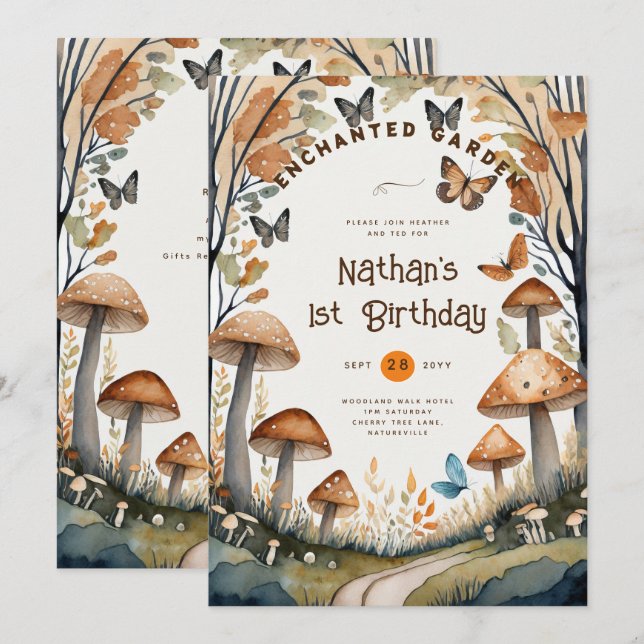 INVITATION FAIRYCORE NATURE BABYSHOWER 1ER ANNIVERSAIRE TOUT  (Devant / Derrière)