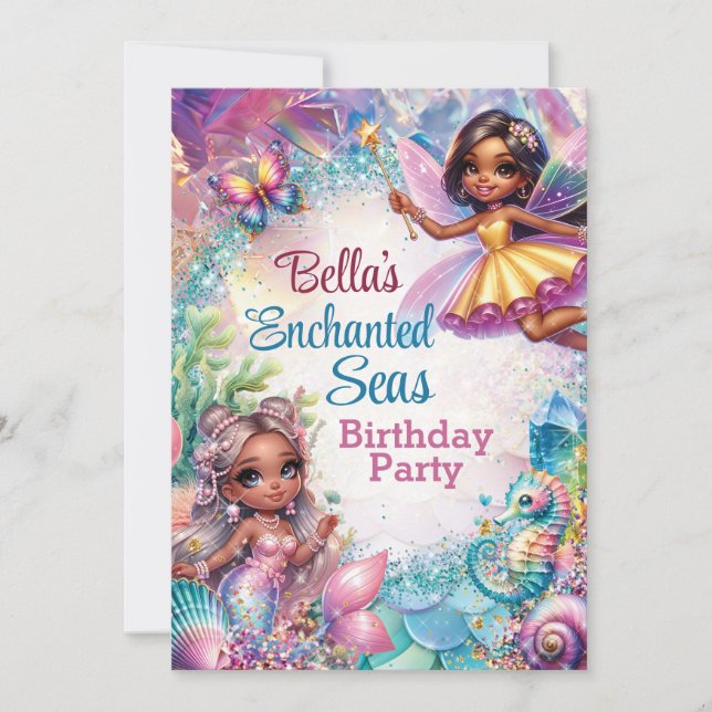 Invitation Fairyland Enchanted Seas fête d'anniversaire (Devant)