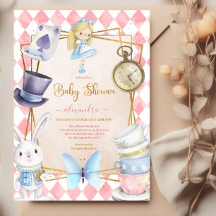 Invitation Fairytale Alice au Baby shower Wonderland