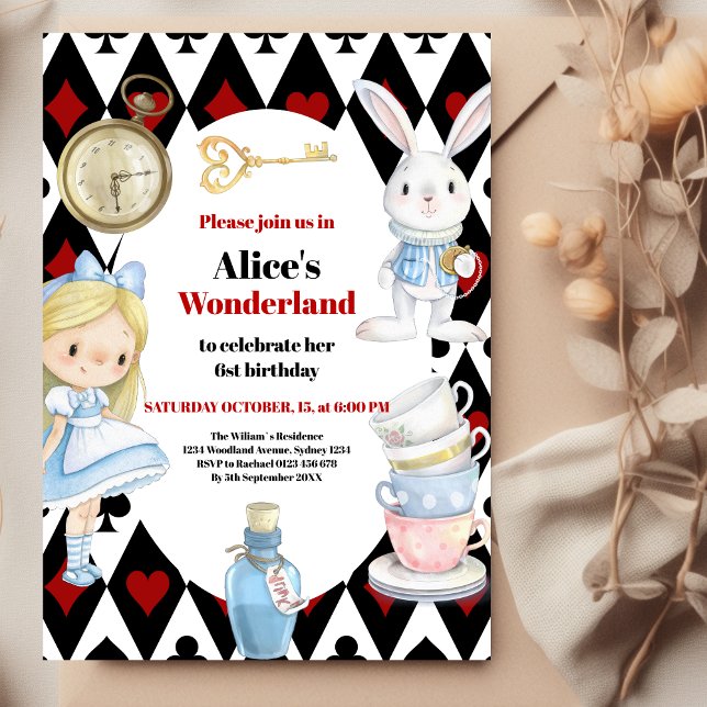 Invitation Fairytale Alice au pays des merveilles Anniversair (Créateur téléchargé)