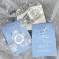 Fairytale Bleu Bleu Argent Cendrillon Quinceanera