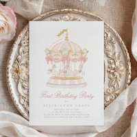 Fairytale Blush Rose Girl Carousel fête d'annivers