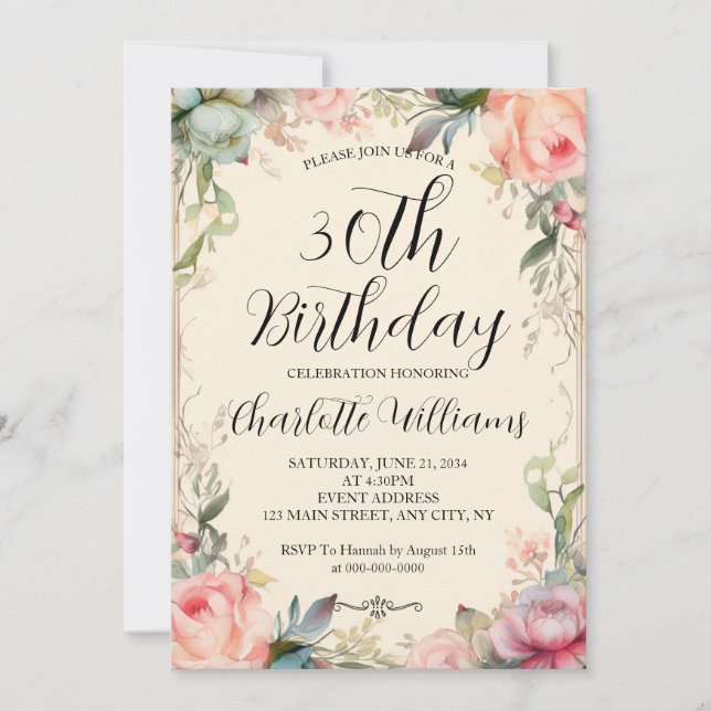 Invitation Fairytale Floral 30e anniversaire (Devant)