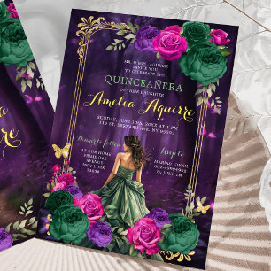 Invitation Fairytale Forêt Enchantée Lilac Green Quinceañera