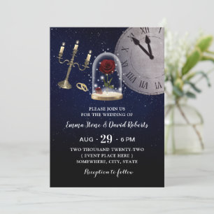 Invitation Fairytale Mariage Rose Fleur Dome Starry Nuit